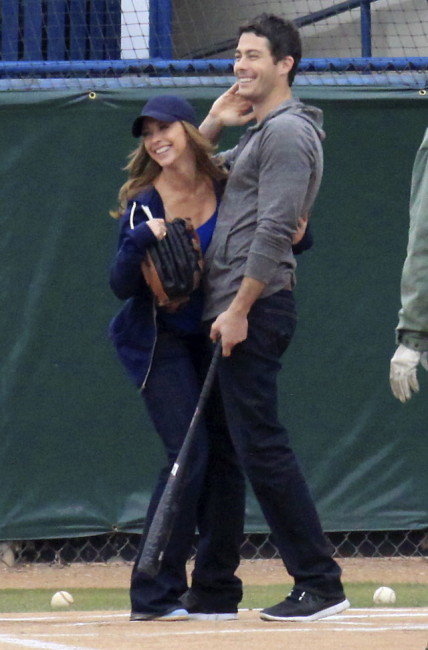 Jennifer Love Hewitt and co-stars, Brian Hallisay and Rebecca Fields, seen filming a baseball scene for 'The Client List'    Featuring: Jennifer Love Hewitt,Brian Hallisay  Where: Los Angeles, California, United States  When: 18 Mar 2013  Credit: Cousart-Shinn/JFXimages/Wenn.com