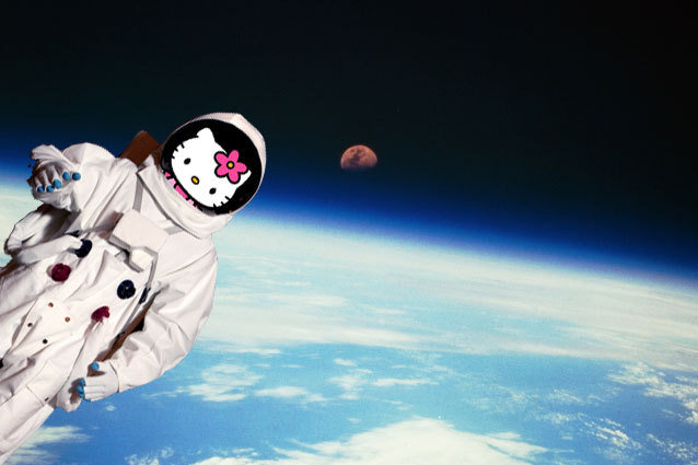 Hello Kitty rocket outer space
