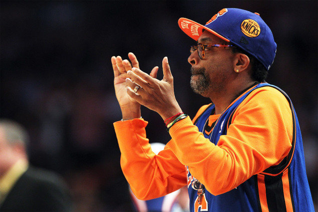 New York Knicks Vs. Boston Celtics at Madison Square Garden: Rapper Fabolous talks with R&B singer Trey Songz, also Spike Lee and Donald Trump were spotted during last night's game.<P>Pictured: Spike Lee<P><B>Ref: SPL234942 161210 </B><BR/>Picture by: Wenzelberg/ Splash News<BR/></P><P><B>Splash News and Pictures</B><BR/>Los Angeles: 310-821-2666<BR/>New York: 212-619-2666<BR/>London: 870-934-2666<BR/>photodesk@splashnews.com<BR/></P> Spike Lee, New York Knicks