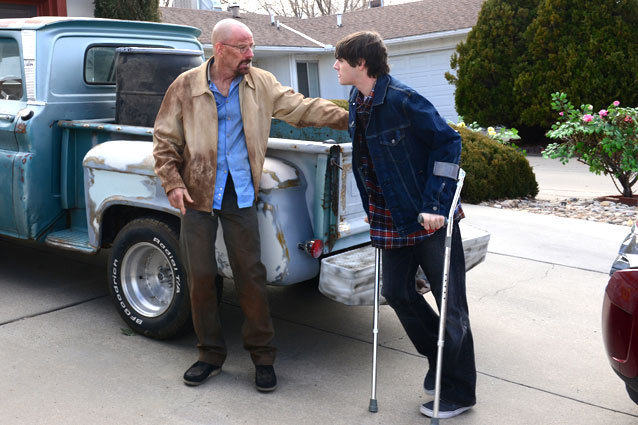 Walter White (Bryan Cranston) and Walter White, Jr. (RJ Mitte) - Breaking Bad _ Season 5, Episode 14 - Photo Credit: Ursula Coyote/AMC Breaking Bad