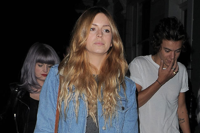 Harry Styles, along with friends Kelly Osbourne, Nick Grimshaw and his sister Gemma, go to a pub in Primrose Hill after the group attended the House of Holland catwalk show during London Fashion Week SS 14. Styles narrowly missed being hit by a passing car as he walked to the pub, briefly stunning him, but eventually left the singer laughing out loud    Featuring: Nick Grimshaw,Harry Styles,Gemma Styles  Where: London, United Kingdom  When: 14 Sep 2013  Credit: WENN.com