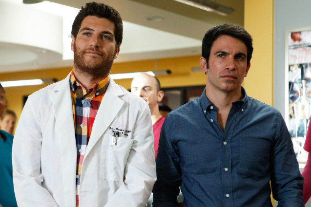 THE MINDY PROJECT: Danny (Chris Messina, R) learns Peter (guest star Adam Pally, L) is good with patients in the &quot;Magic Morgan&quot; episode of THE MINDY PROJECT airing Tuesday, Oct. 8 (9:30-10:00 PM ET/PT) on FOX. &#xa9;2013 Fox Broadcasting Co. Cr: Eddy Chen/FOX