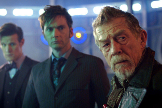 Picture shows; MATT SMITH as the Eleventh Doctor, DAVID TENNANT as the Tenth Doctor and JOHN HURT as The Doctor,  in the 50th Anniversary Special - The Day of the Doctor