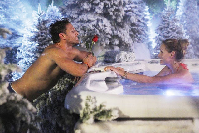 THE BACHELOR - "Episode 1802" - Juan Pablo, who likes to call himself "El Bachelor," flirtatiously blindfolds Clare and proceeds to drive her to a secret location on the outskirts of Los Angeles. To her amazement, she discovers that a snow-covered fantasy has been created for them right in the middle of balmy Los Angeles. The couple spends a magical evening sledding down mountains, building snowmen and ice skating on a private rink. The Bachelor uncovers an emotional side to Clare as she recounts the heart-wrenching story of her father's death and how it has impacted her and her ability to open her heart to love. Later, the couple shares passionate kisses as they dance the night away while being serenaded in a private concert by singer-songwriter Josh Krajcik. But will all of this be enough for Juan Pablo to offer Clare a rose or will she be sent home? - on "The Bachelor," MONDAY, JANUARY 13 (8:00-10:01 p.m., ET), on the ABC Television Network. (ABC/Rick Rowell) JUAN PABLO GALAVIS, CLARE