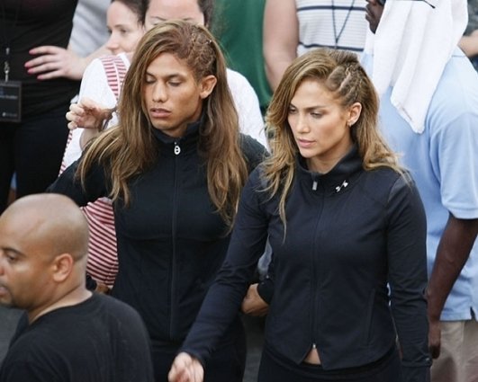 Jennifer Lopez and Her Stunt Double