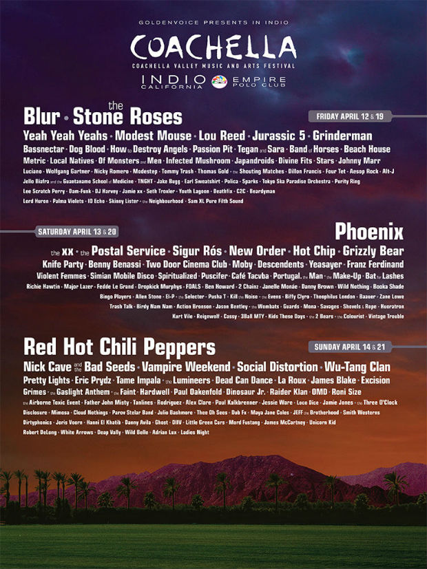 Coachella Lineup 2013 full list